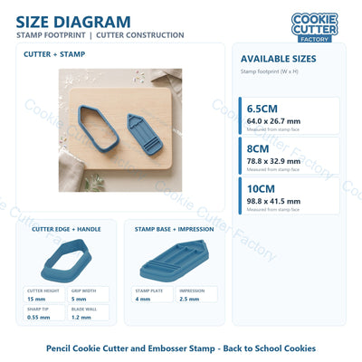 Pencil Cookie Cutter and Embosser Stamp - Back to School Cookies