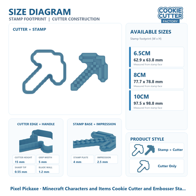 Minecraft Characters and Items Cookie Cutter and Embosser Stamp Set