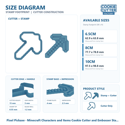 Minecraft Characters and Items Cookie Cutter and Embosser Stamp Set