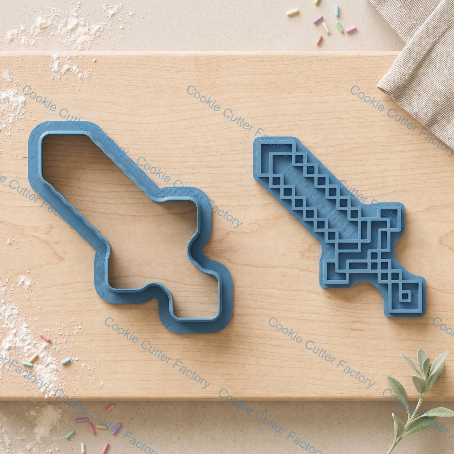 Pixel Sword Cookie Cutter and Embosser Stamp Set | Gamer Party, Block Video Game, Kids Baking