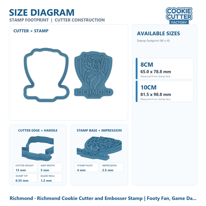 Richmond Cookie Cutter and Embosser Stamp | Footy Fan, Game Day, Grand Final Party