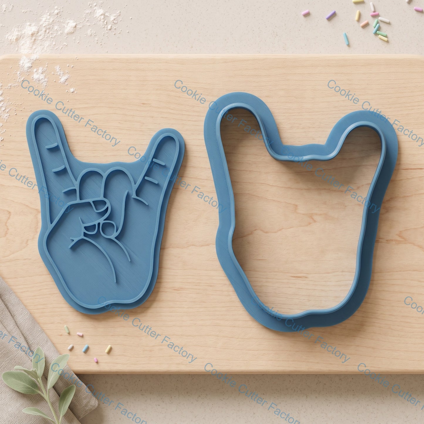 Rock On Hand Cookie Cutter and Embosser Stamp Set | Music Festival, Heavy Metal, Concert Party