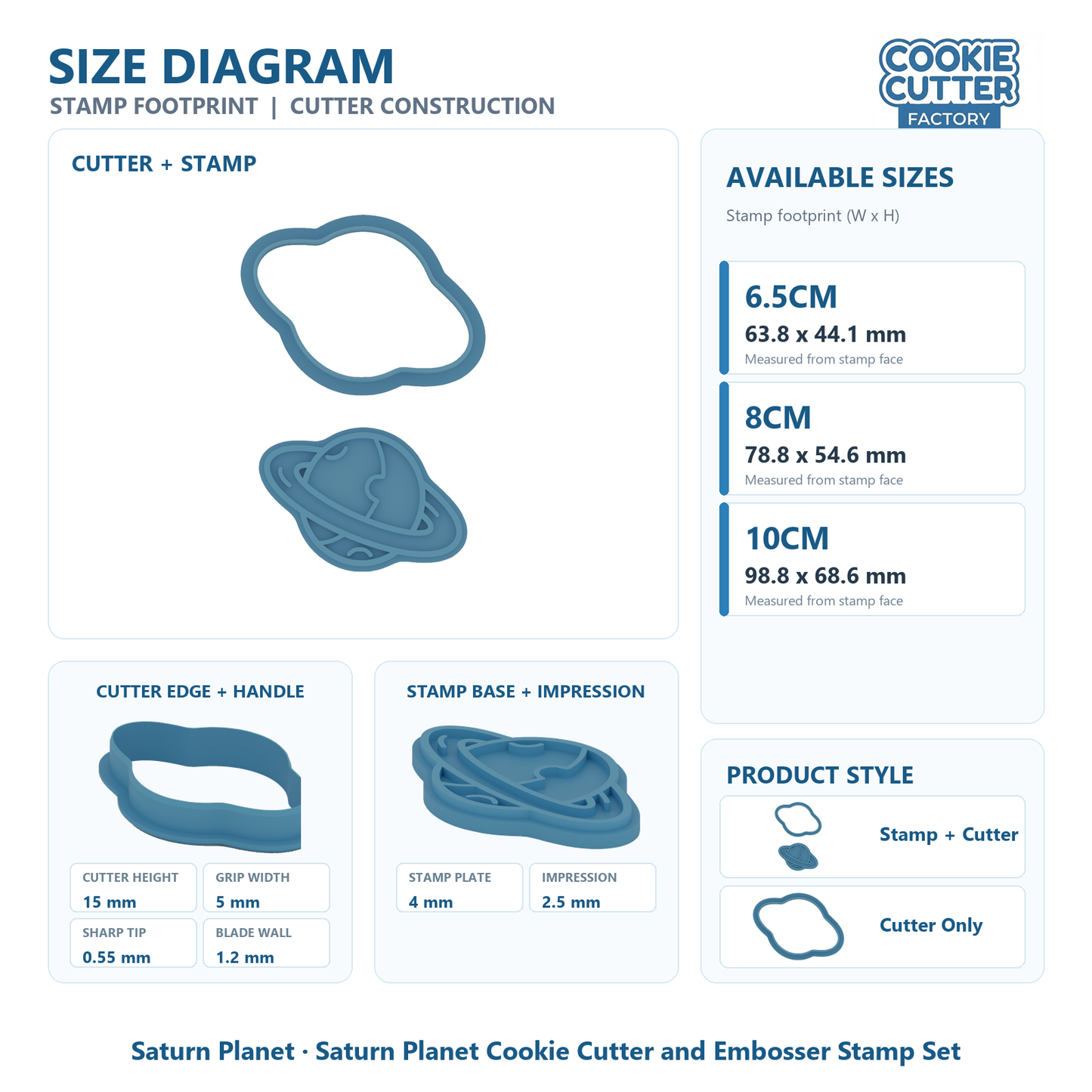 Saturn Planet Cookie Cutter and Embosser Stamp Set