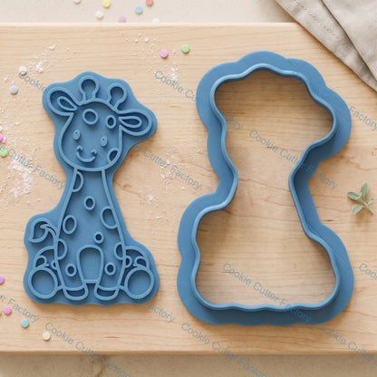 Sitting Baby Giraffe Cookie Cutter and Embosser Stamp Set
