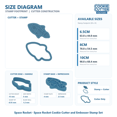 Space Rocket Cookie Cutter and Embosser Stamp Set