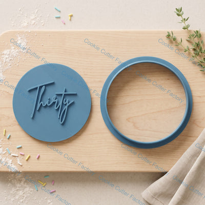 Thirty Birthday Cookie Cutter and Embosser Stamp Set | 30th Birthday Party, Milestone Birthday, Cake Decorating