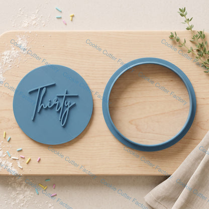 Thirty Birthday Cookie Cutter and Embosser Stamp Set | 30th Birthday Party, Milestone Birthday, Cake Decorating