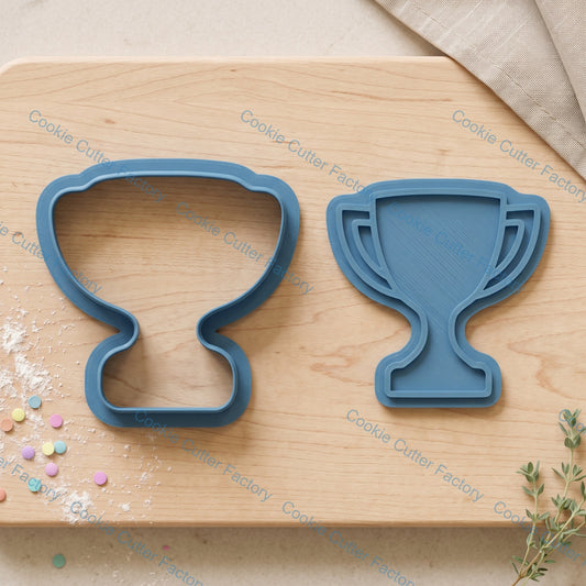 Trophy Cup Cookie Cutter and Embosser Stamp Set | Victory Party, Sports Championship, Winner Award