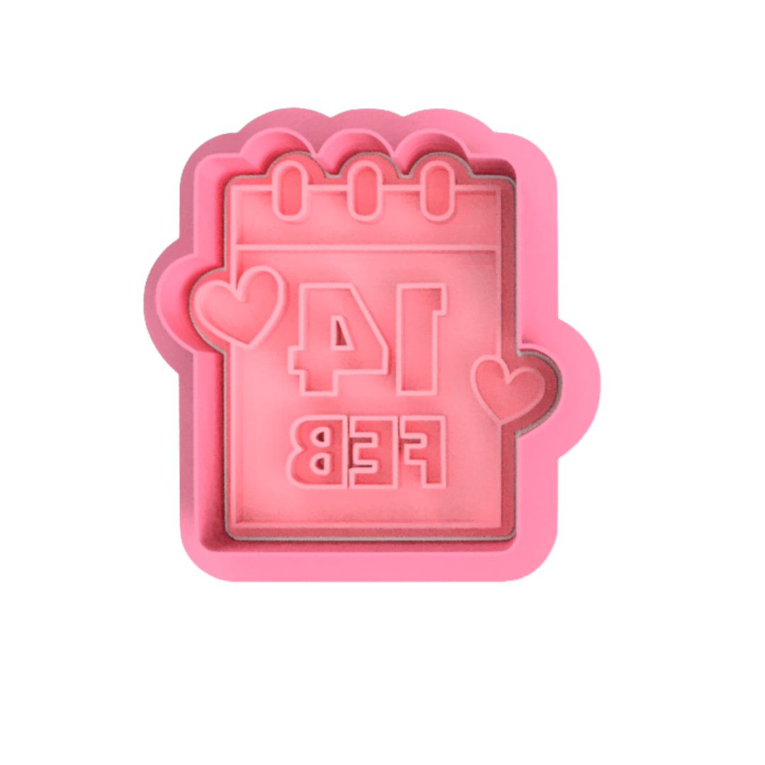 14 Feb Calendar Cookie Cutter and Embosser Stamp | Valentine's Day, Save the Date, February 14th