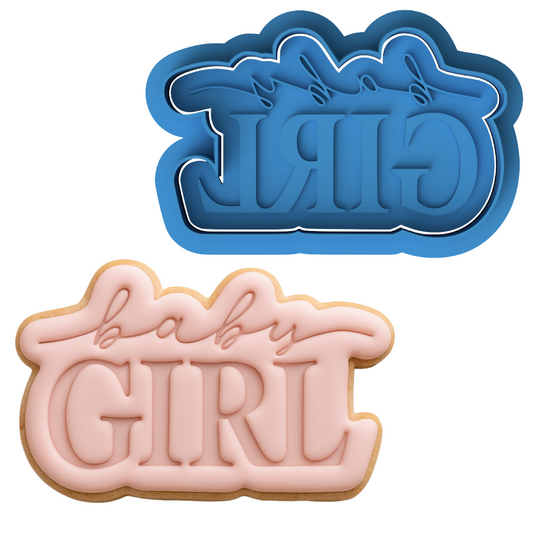 Baby Girl Plaque Cookie Cutter and Embosser Stamp Set | Gender Reveal, Baby Shower