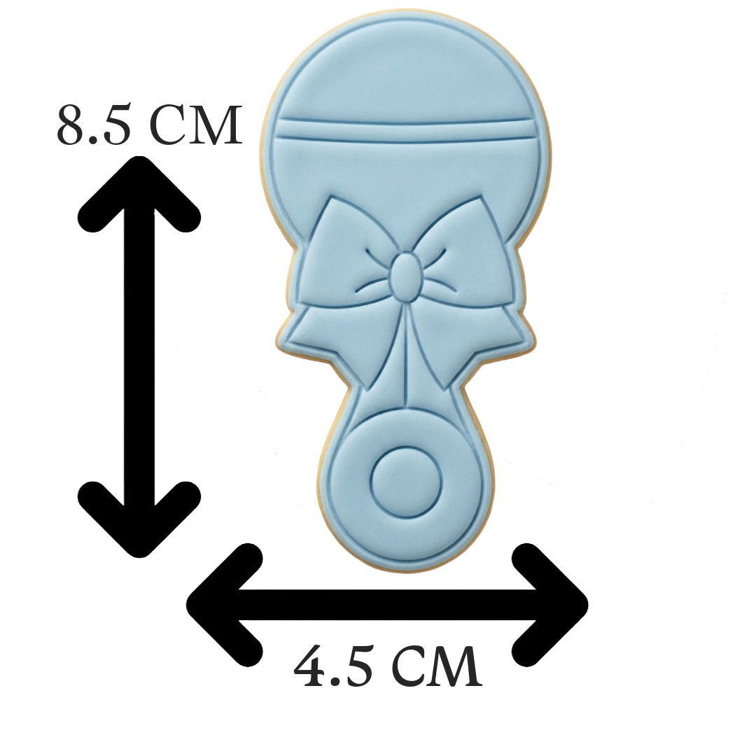 Baby Rattle with Bow Cookie Cutter and Embosser Stamp | Baby Shower, Gender Reveal, Newborn Gift