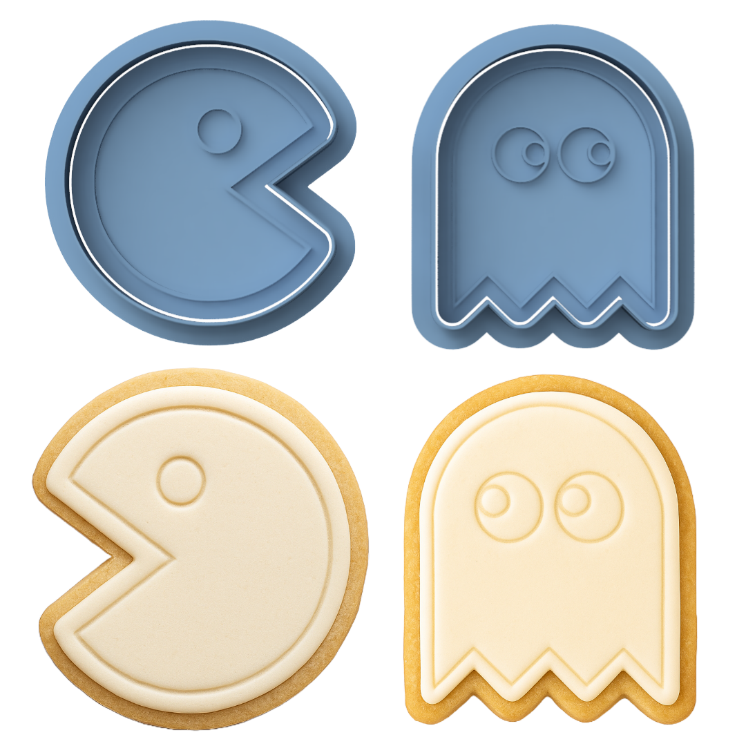 Retro Arcade Cookie Cutter & Embosser Set – Pac-Man & Ghost Biscuit St ...