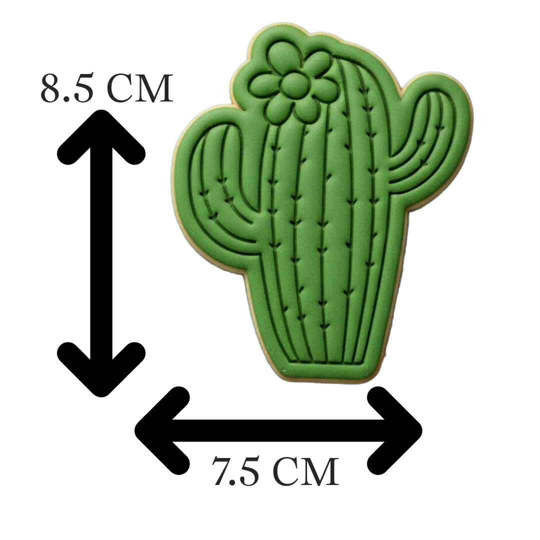 Cute Cactus with Flower Cookie Cutter and Embosser | Fiesta Llama Succulent Baking