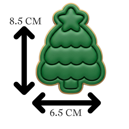 Cute Christmas Tree Cookie Cutter and Embosser | Festive Holiday Star Tree Baking