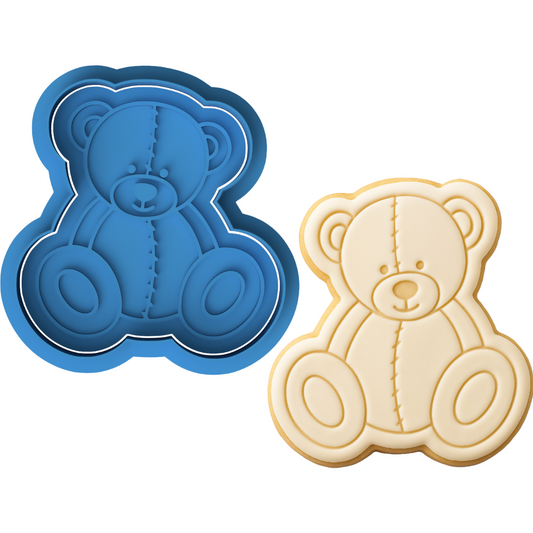 Stitched Teddy Bear Cookie Cutter | Plush Toy Baby Shower Embosser