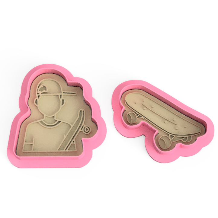 Skaterboy skateboard Cookie Cutter & Embosser Stamp