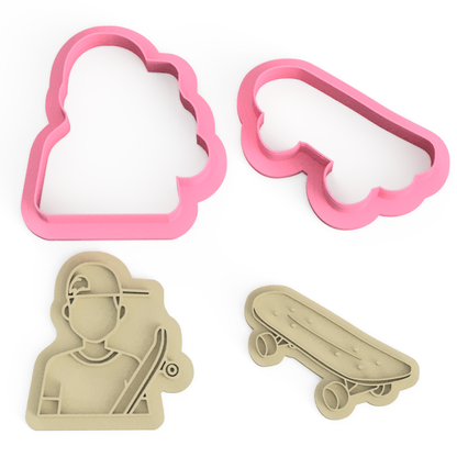 Skaterboy skateboard Cookie Cutter & Embosser Stamp