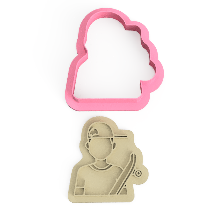 Skaterboy skateboard Cookie Cutter & Embosser Stamp