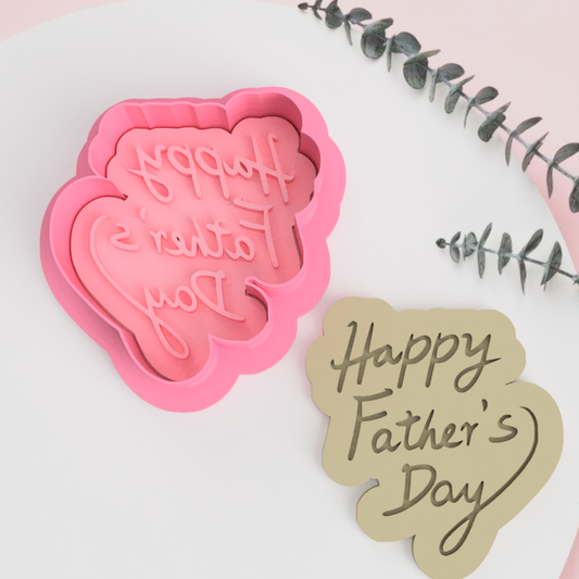 Happy Father's Day Cookie Cutter and Embosser Stamp - V3