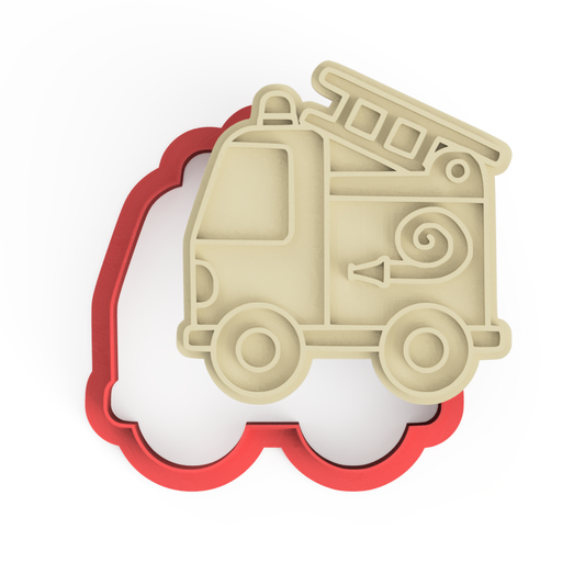 Fire Truck Cookie Cutter and Stamp Embosser - 8cm x 7.8cm