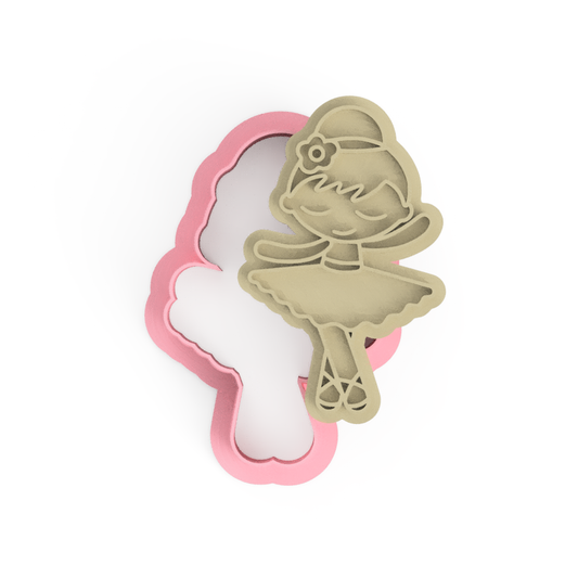 Ballerina Cookie Cutter and Stamp Embosser - 8cm x 5cm