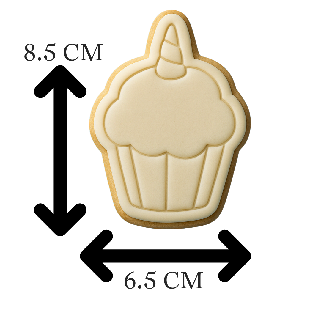 Unicorn Cupcake Cookie Cutter & Embosser – Magical Birthday Party Cookie Design