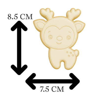 Cute Reindeer Cookie Cutter & Embosser – Christmas Rudolph Cookie Design