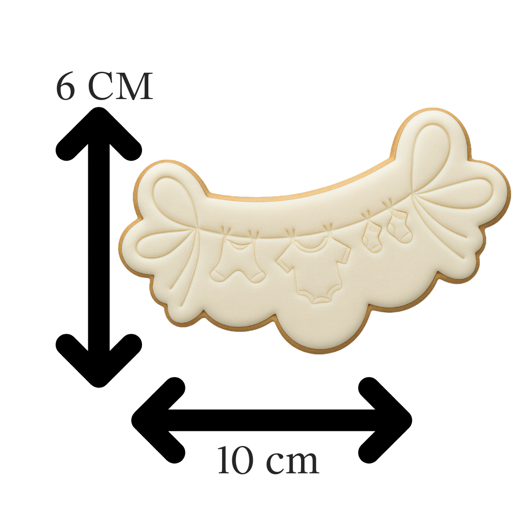 Baby Clothesline Cookie Cutter & Embosser – Baby Shower & Newborn Cookie Stamp