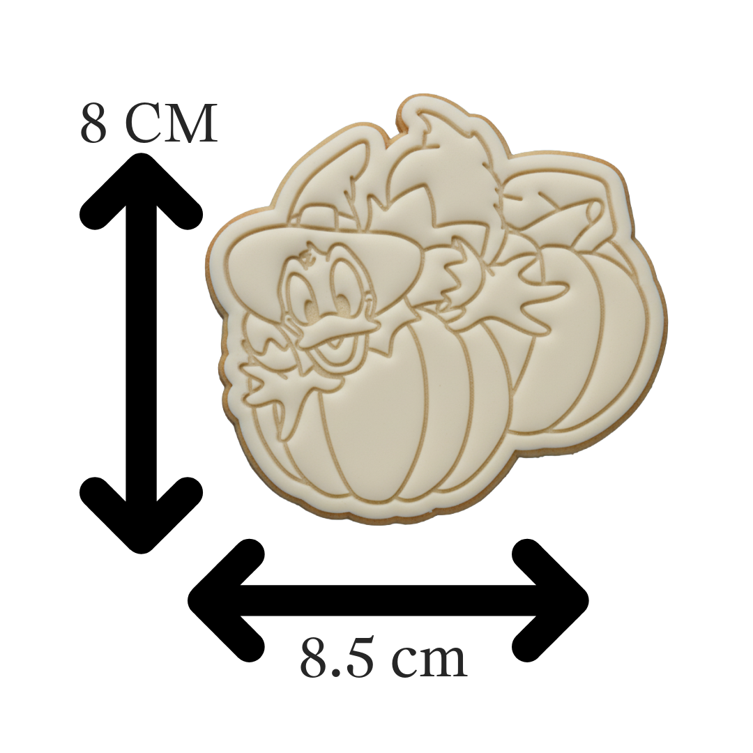 Donald Duck Pumpkin Halloween Cookie Cutter with Embosser | Disney Character Biscuit Stamp | Kids Spooky Baking Tool