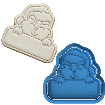 Christmas Grinch Holding Sign Cookie Cutter & Embosser
