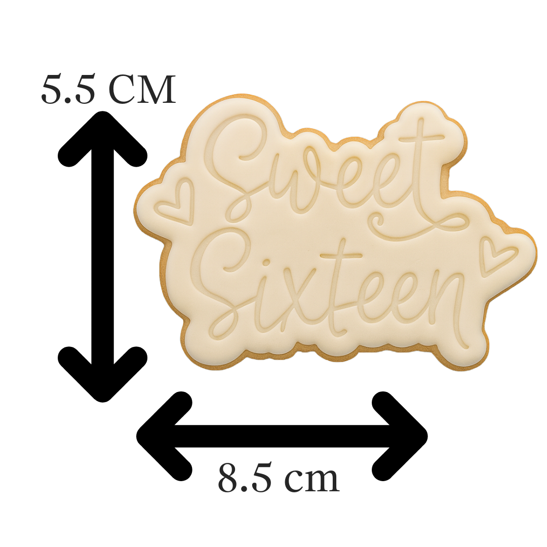 Sweet Sixteen Cookie Cutter & Embosser – Birthday Celebration Biscuit Stamp