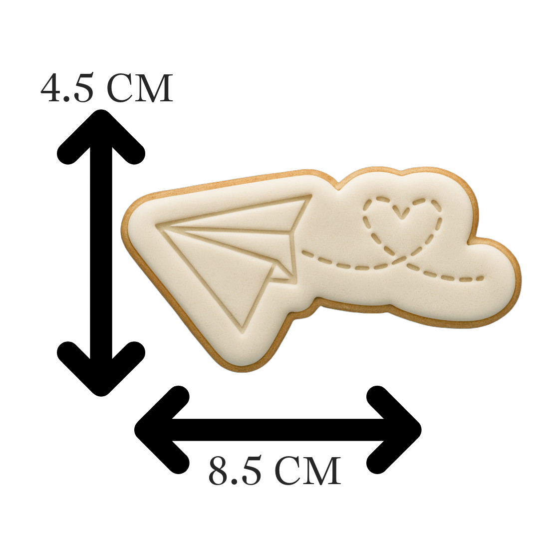 Paper Plane with Heart Trail Cookie Cutter & Embosser – Love Letter Cookie Design