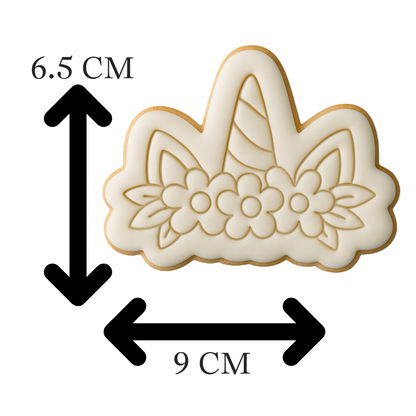Unicorn Horn & Flowers Cookie Cutter & Embosser – Magical Birthday Cookie Design