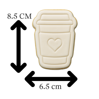 Coffee Cup with Heart Cookie Cutter & Embosser – Barista Latte Love Biscuit Stamp