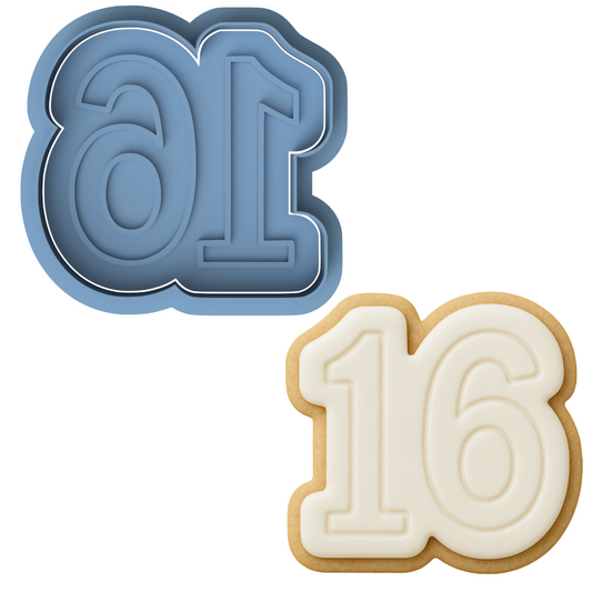 2-DIGIT Number 16 Cookie Cutter & Stamp
