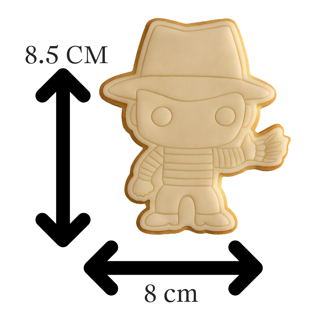 Freddy Krueger Horror Cookie Cutter with Embosser | Halloween Scary Movie Villain Biscuit Stamp | Nightmare Baking Tool