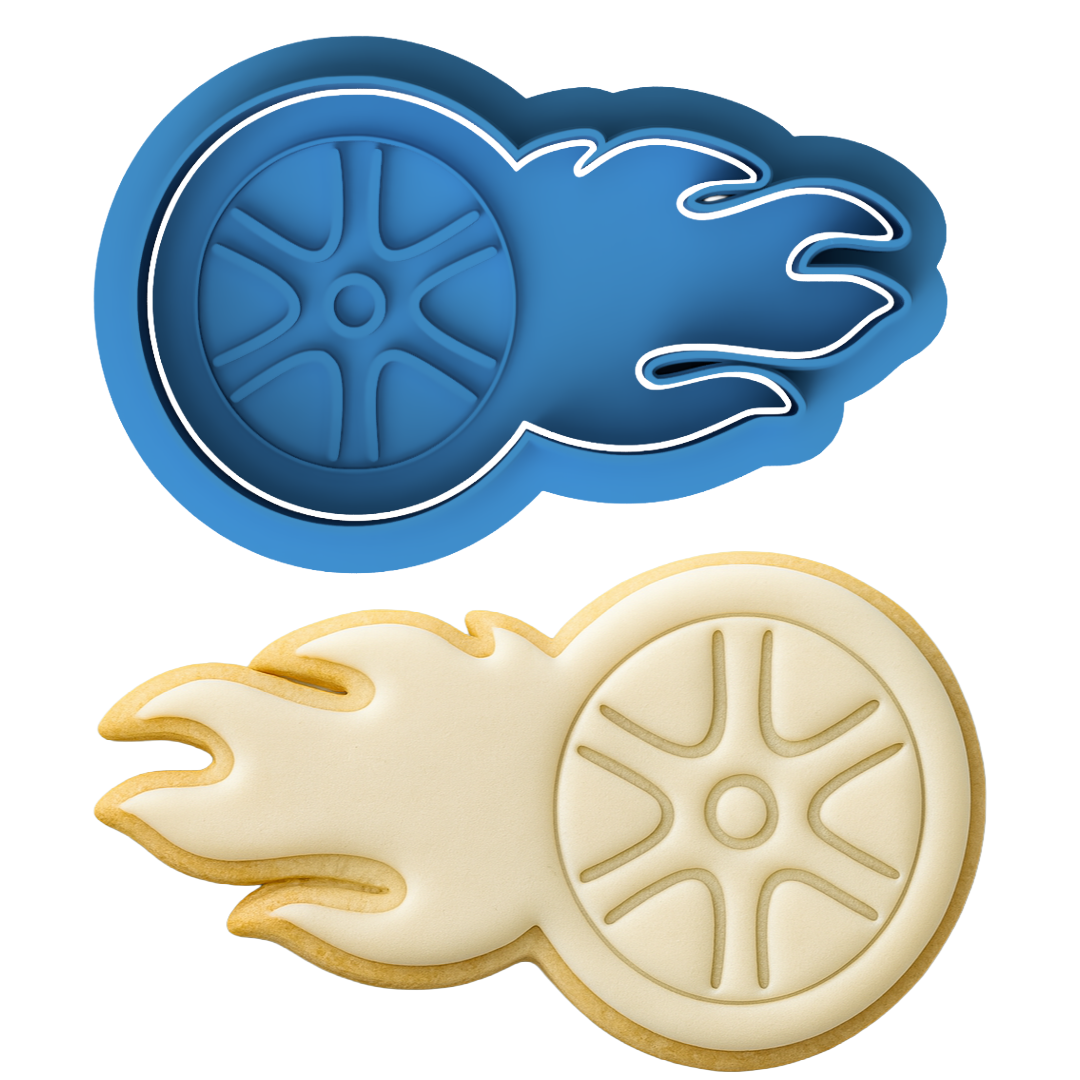 Flaming Tire Cookie Cutter & Embosser – Hot Wheels Racing Theme