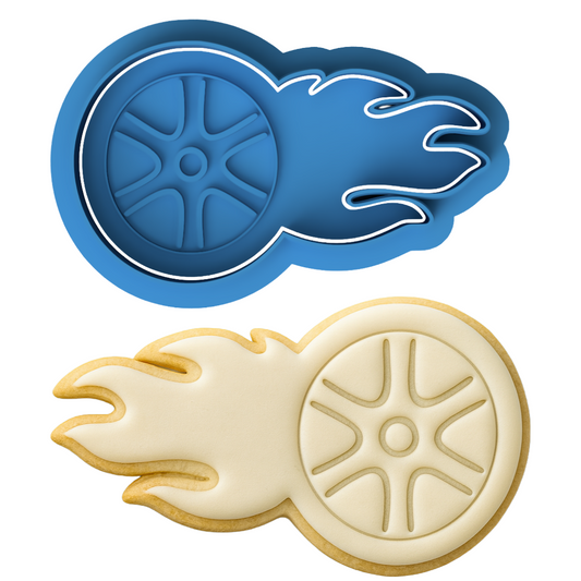 Flaming Tire Cookie Cutter & Embosser – Hot Wheels Racing Theme