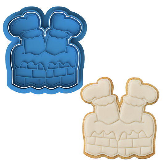 Santa Stuck in Chimney Cookie Cutter & Embosser – Funny Christmas Cookie Design