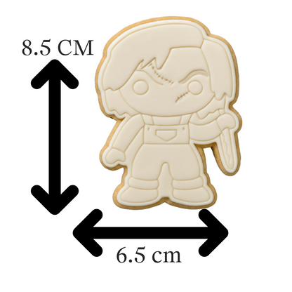 Chucky Horror Cookie Cutter with Embosser | Halloween Scary Doll Biscuit Stamp | Spooky Movie Villain Baking Tool