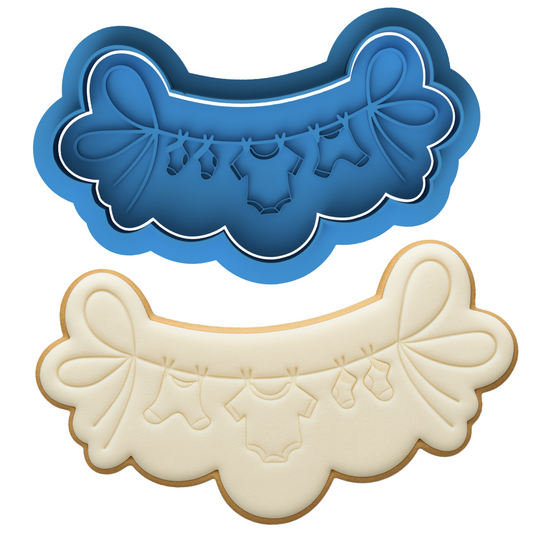 Baby Clothesline Cookie Cutter & Embosser – Baby Shower & Newborn Cookie Stamp