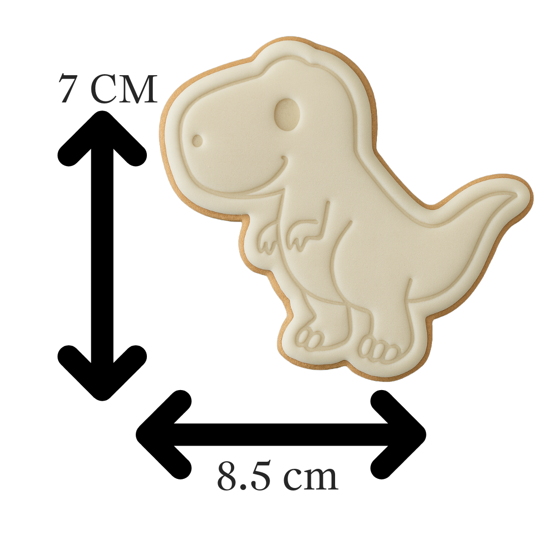 Cute T-Rex Dinosaur Cookie Cutter & Embosser – Fun Jurassic Party Biscuit Stamp