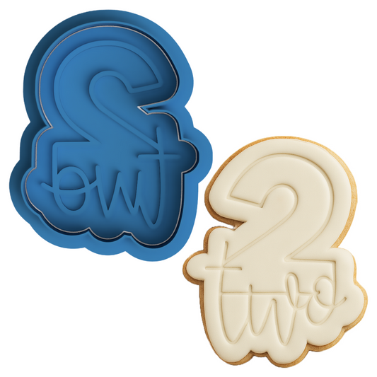 Script Two Cookie Cutter and Embosser | Second Birthday Cookie Stamp