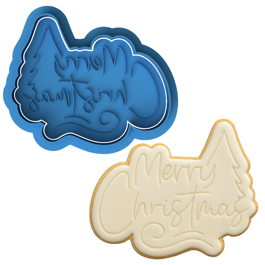 Merry Christmas with Tree Cookie Cutter & Embosser – Festive Holiday Cookie Design