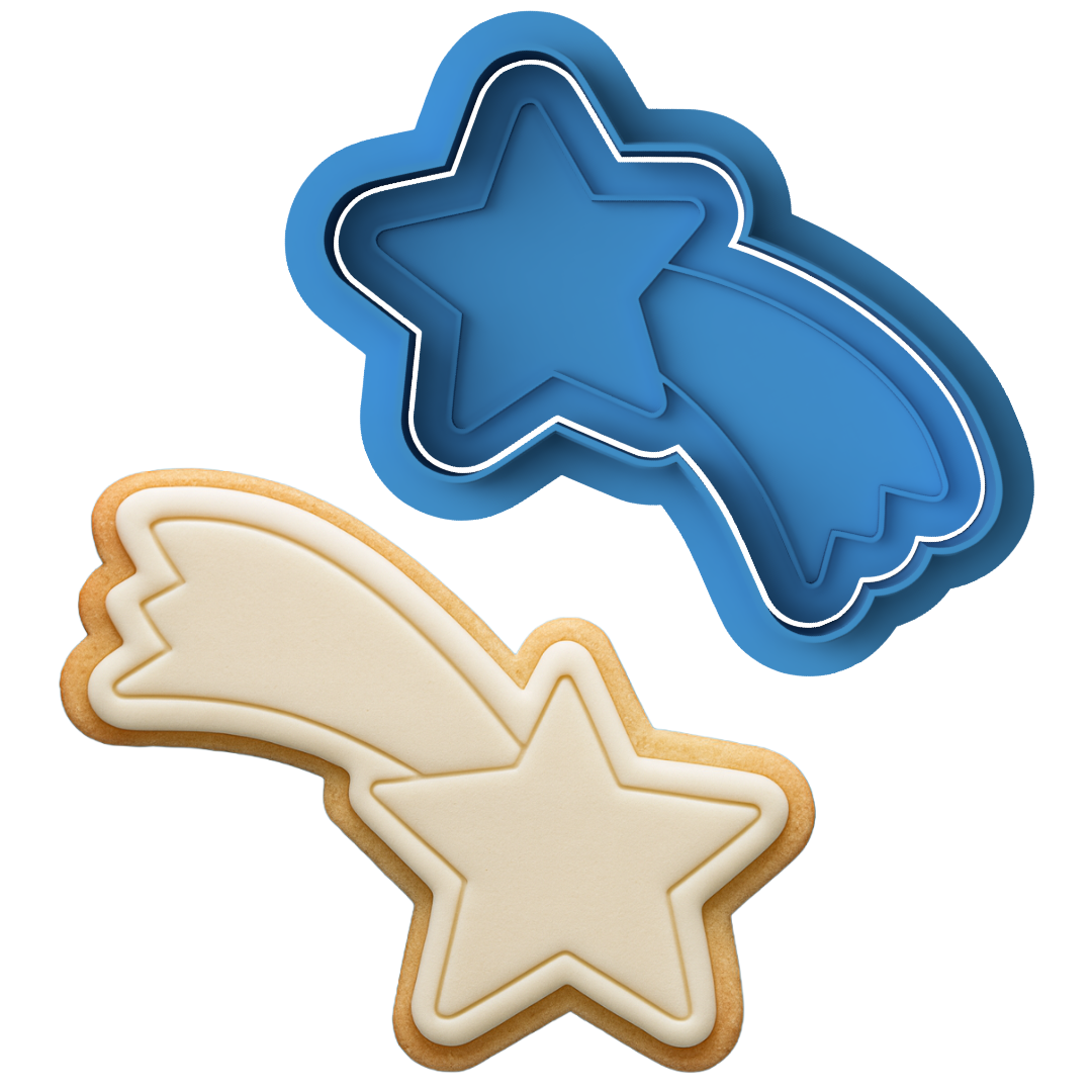 Shooting Star Cookie Cutter & Embosser – Christmas, Space & Celebration Cookie Design