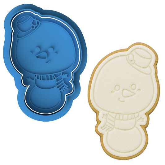 Snowman with Scarf Cookie Cutter & Embosser – Cute Winter Christmas Cookie Design
