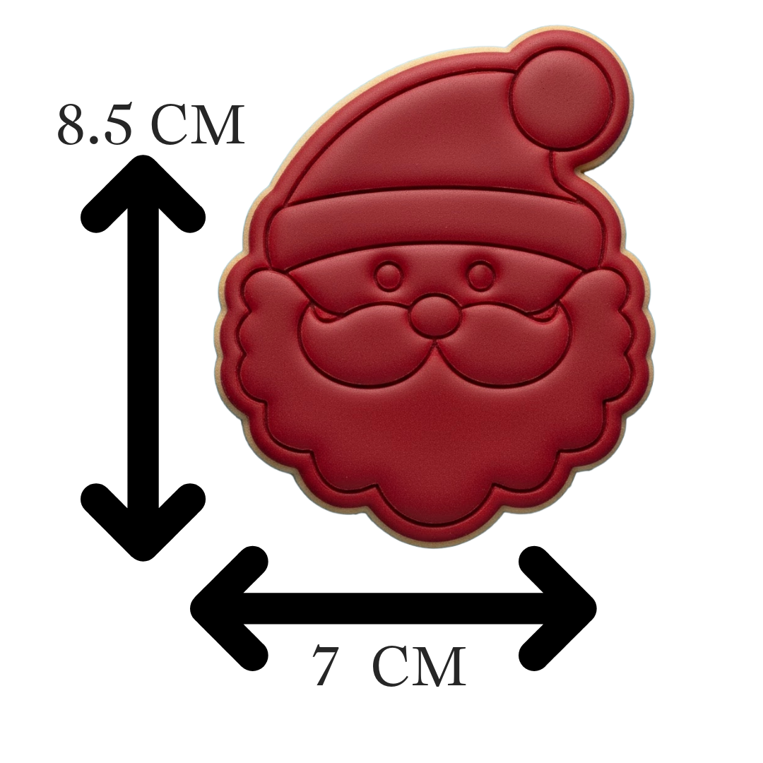 Cute Santa Claus Face Cookie Cutter and Embosser | Christmas Santa Head Baking