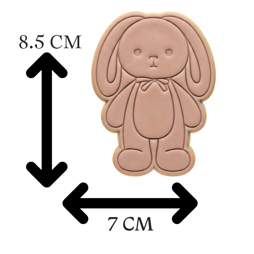 Cute Floppy Ear Bunny with Bow Cookie Cutter and Embosser Stamp | Easter Rabbit, Baby Shower, Woodland Animal