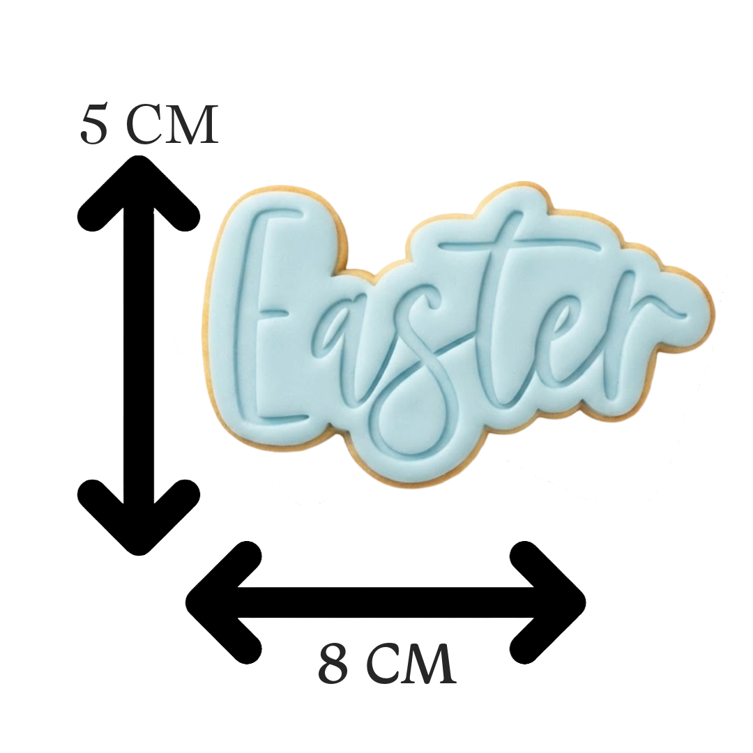 Easter Script Cookie Cutter and Embosser Stamp | Modern Calligraphy, Spring Holiday, Text Plaque