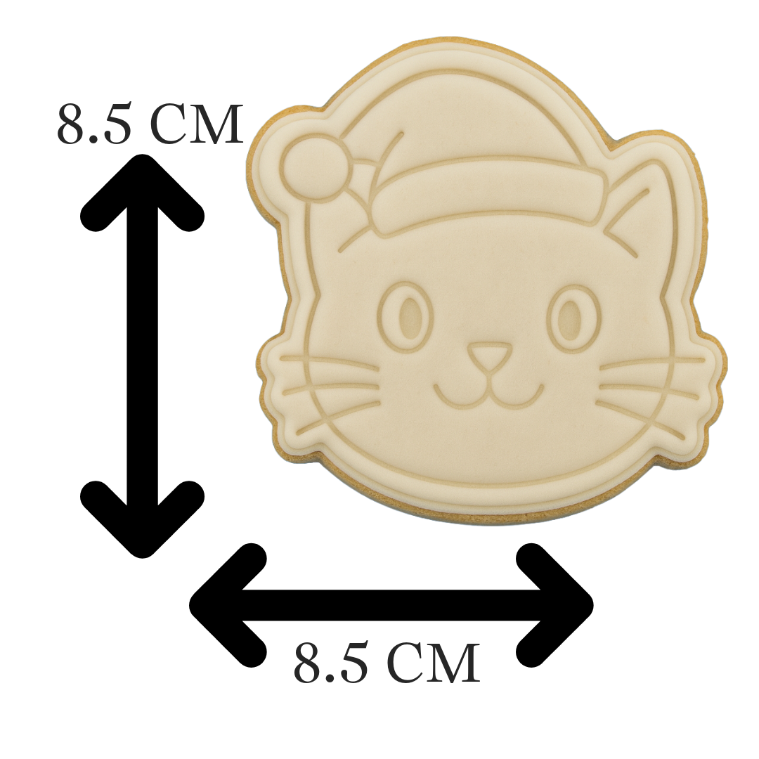 Christmas Kitty Cookie Cutter & Embosser – Cute Cat Santa Cookie Design